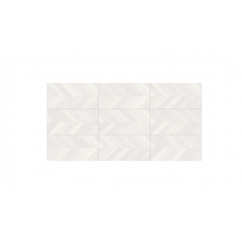 Carrelage sol / mur effet béton design chevron blanc 60x120 cm SEINE RILSE BLANCO(vendu par boite de 1.44m2)