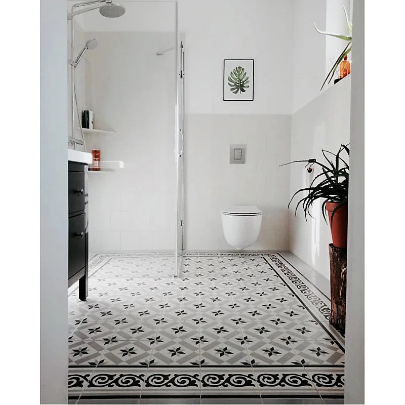 Carrelage sol / mur effet ciment 20x20 cm 1900 GIBERT 2 BORDURE(vendu par boite de 1m2)