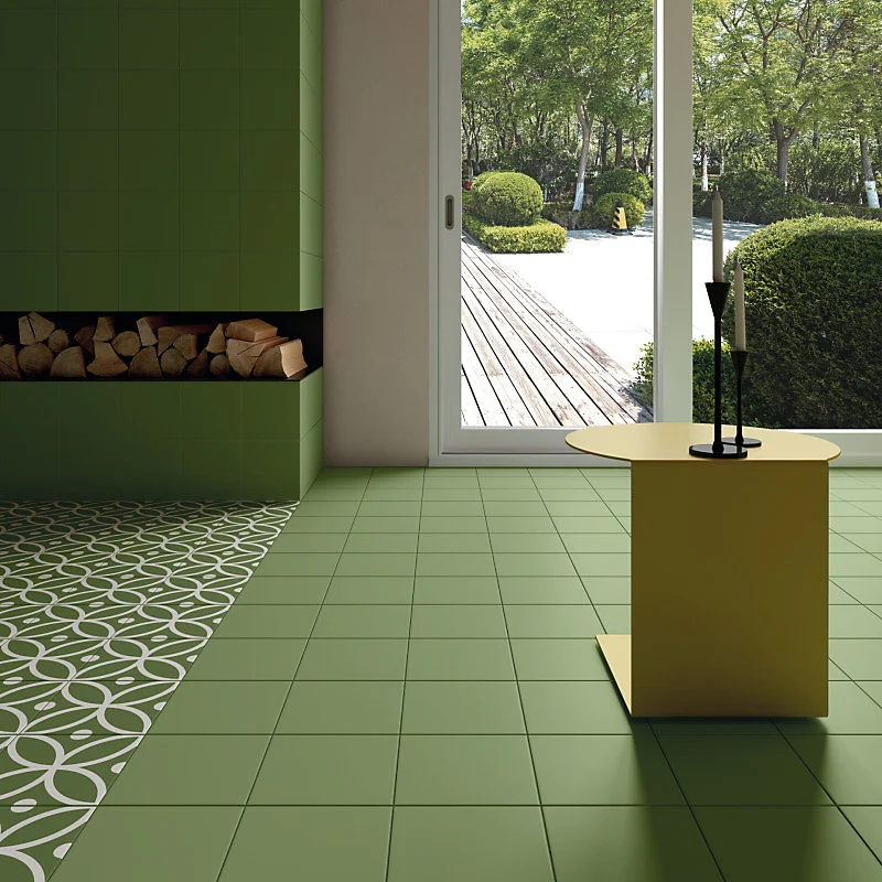 Carrelage sol / mur effet ciment uni vert 20x20 cm RIVOLI GREEN 30716(vendu par boite de 1m2)