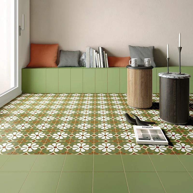 Carrelage sol / mur effet ciment uni vert 20x20 cm RIVOLI GREEN 30716(vendu par boite de 1m2)