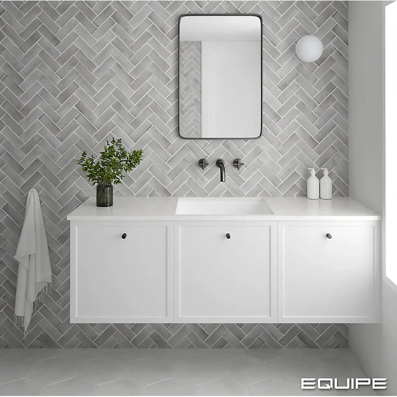 Carrelage sol / mur effet zellige bejmat marocain 5X15 cm gris mate 5X15 cm COCO AMBER GREY MATT(vendu par boite de 0.50m2)
