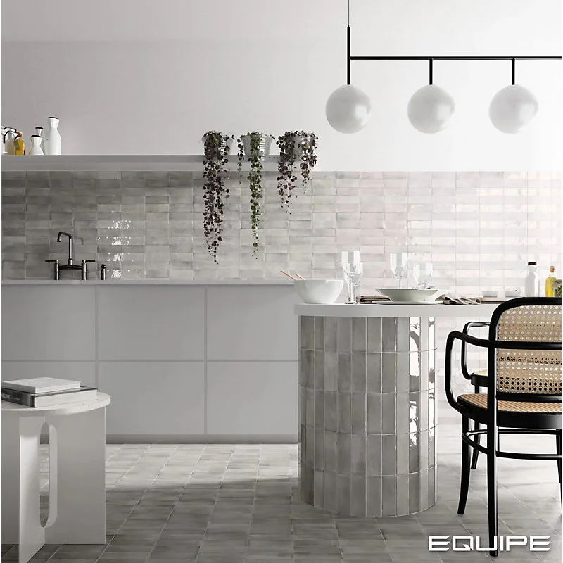 Carrelage sol / mur effet zellige bejmat marocain 5X15 cm gris mate 5X15 cm COCO AMBER GREY MATT(vendu par boite de 0.50m2)