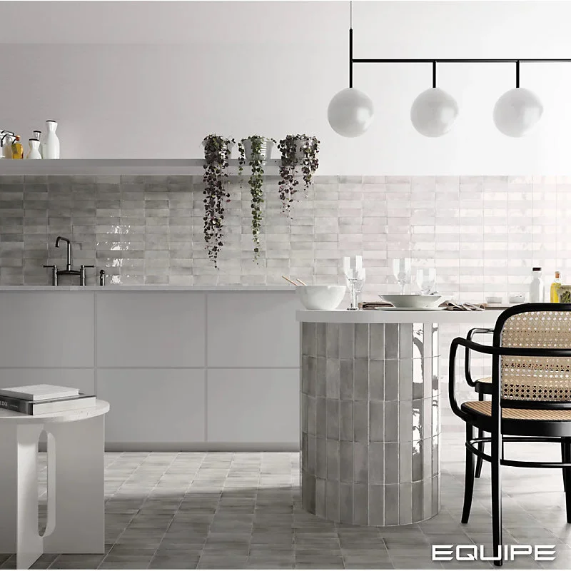 Carrelage sol / mur effet zellige bejmat marocain 5X15 cm gris brillant 5X15 cm COCO AMBER GREY WALL(vendu par boite de 0....
