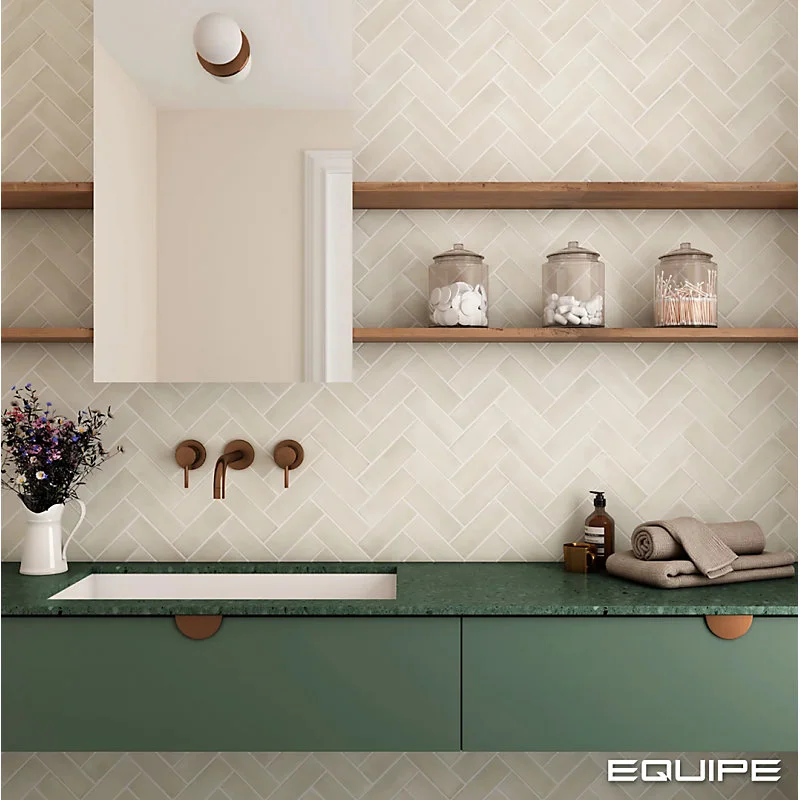 Carrelage sol / mur effet zellige bejmat marocain 5X15 cm crème mate 5X15 cm COCO TOILE MATT (vendu par boite de 0.50m2)