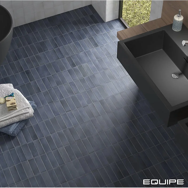 Carrelage sol / mur effet zellige bejmat marocain 5X15 cm bleu mate 5X15 cm COCO BLUE NIGHT MATT(vendu par boite de 0.50m2)