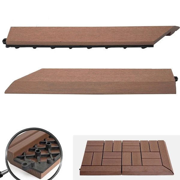 Mendler lot de 2 bandes d'extrémité pour carrelage WPC Rhône profil d'extrémité terrasse aspect bois caf...