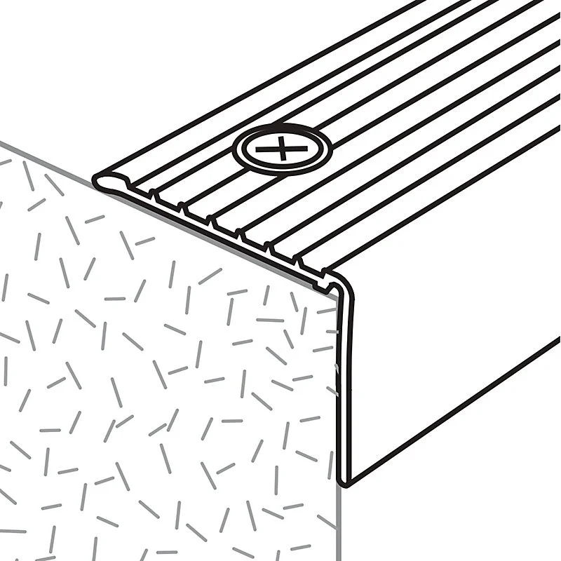 Nez de marche en aluminium décor argent noir brossé GoodHome 35 x 25 x 1800mm.