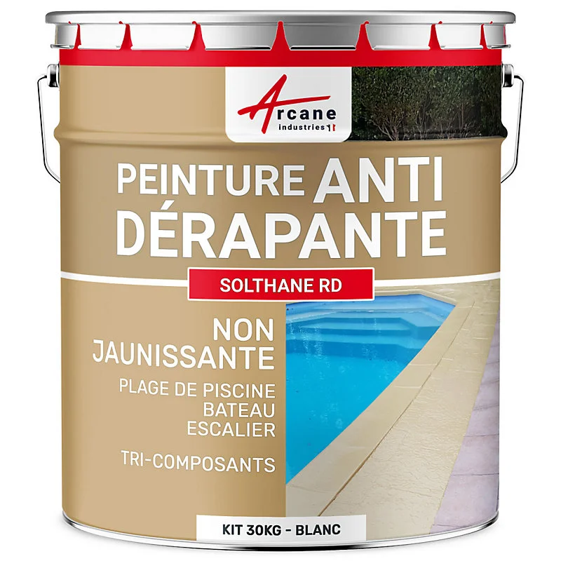 Peinture antidérapante pour sol extérieur - SOLTHANE RD Blanc - 30 kg - ARCANE INDUSTRIES