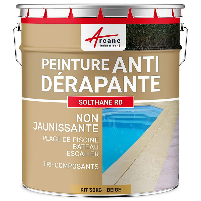 Peinture antidérapante pour sol extérieur - SOLTHANE RD Écru - RAL 1001 - 30 kg - ARCANE INDUSTRIES