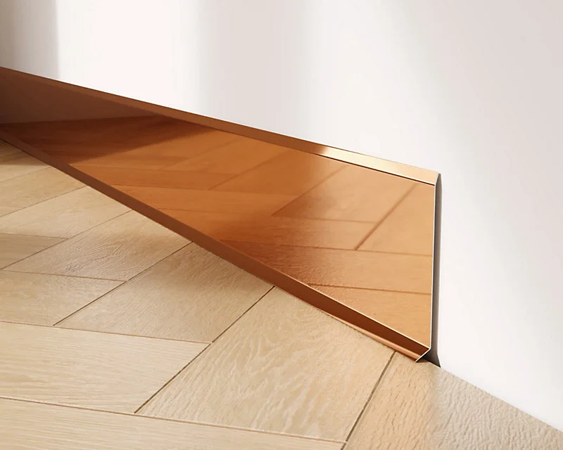 Plinthe décorative pour mur Ilcom F Cuivre poli - 100mm x 2700mm x 0,65 ep.