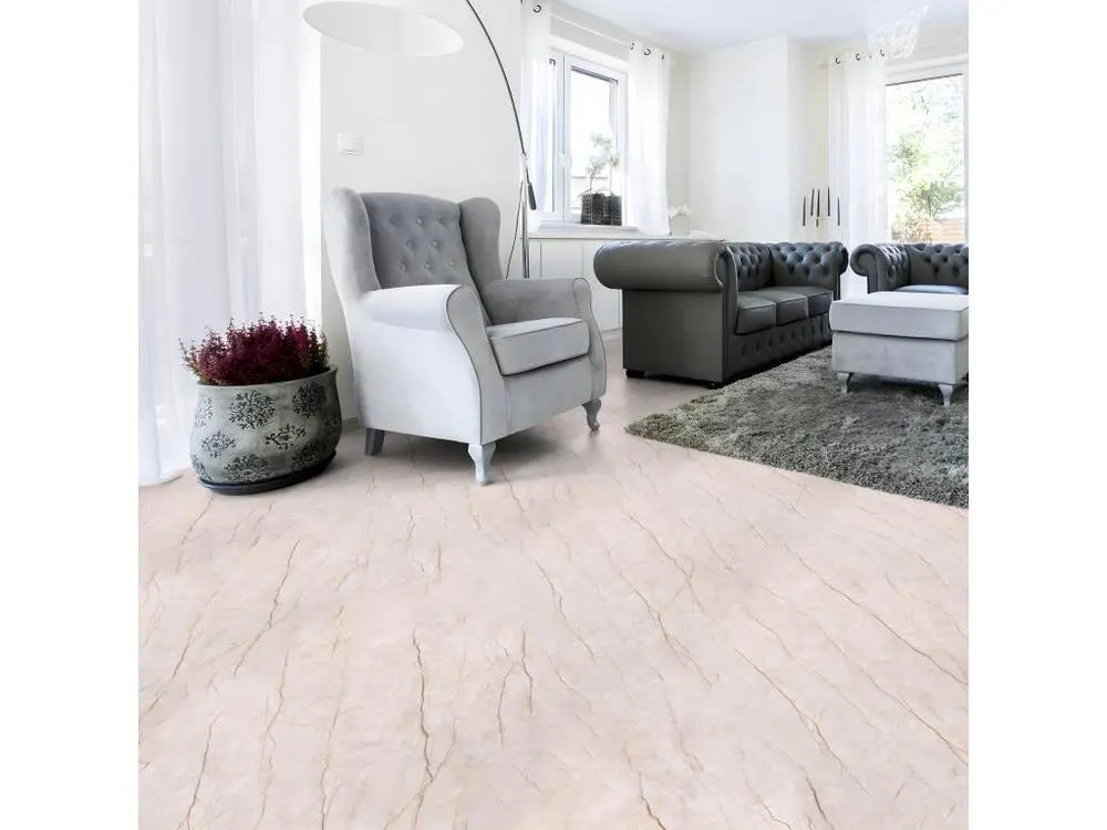 Rouleau adhésif sol marbre rose anti-dérapant étanche au mètre - 60x3m