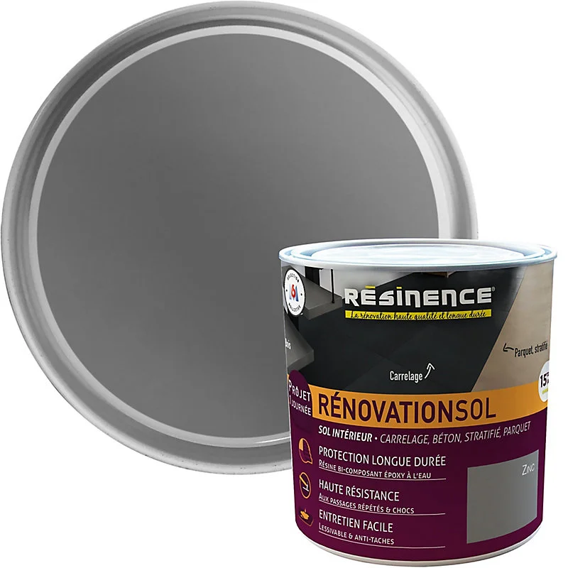 Résine de rénovation sol bi composante époxy Résinence zinc 300ml