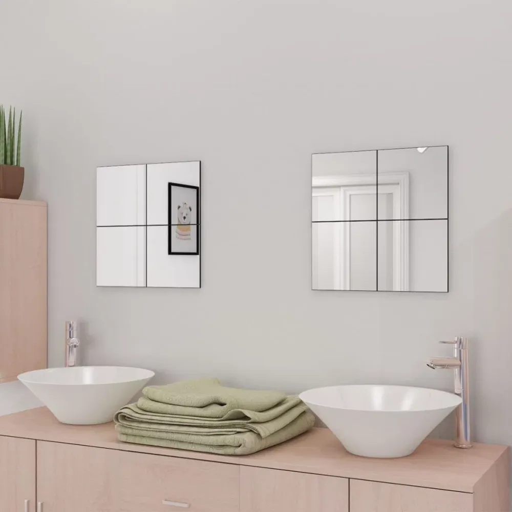 Set de 16 carreaux de miroir avec bandes adhésives DEC022833