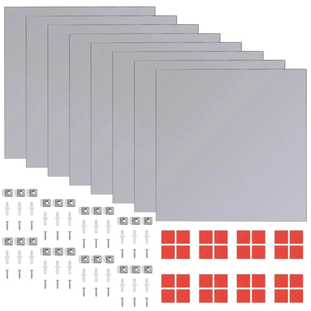 Set de 16 carreaux de miroir avec bandes adhésives DEC022833