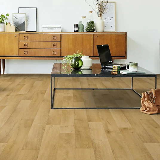 Sol PVC Best - Imitation parquet Hêtre Brun Évident - Rouleau de 3m x 3m