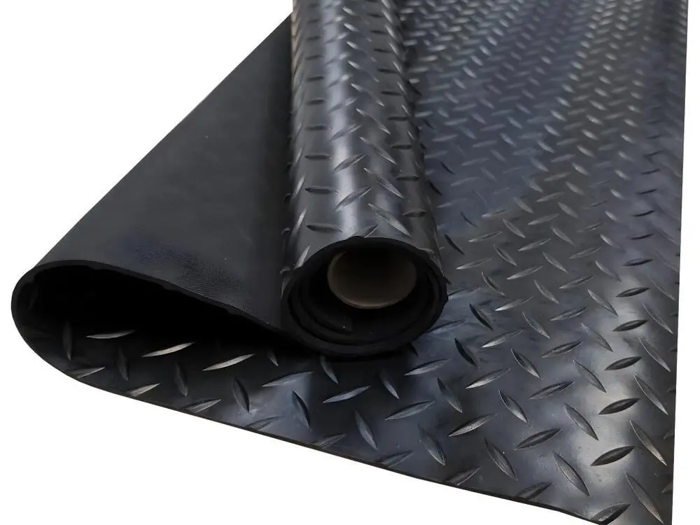 Sol PVC| Composition 100% Caoutchouc| Sol Caoutchouc| Sol Protection| Design Strié Noir| Epaisseur 1MM| Mesure 140X300CM