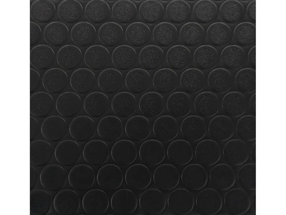 Sol PVC| Composition 100% Caoutchouc| Sol Caoutchouc| Sol Protection| Design Boutons Noir| Epaisseur 1MM| Mesure 140X500CM