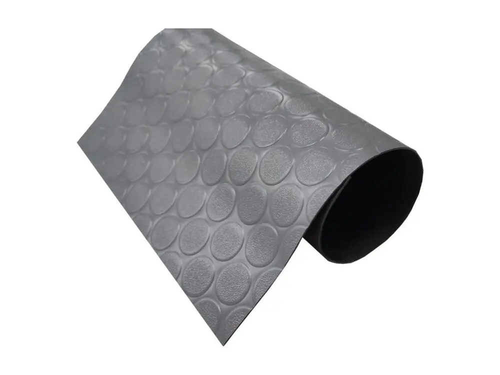 Sol PVC| Composition 100% Caoutchouc| Sol Caoutchouc| Sol Protection| Design Boutons Gris| Epaisseur 1MM| Mesure 140X900CM