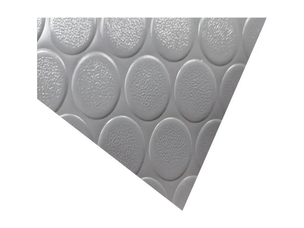 Sol PVC| Composition 100% Caoutchouc| Sol Caoutchouc| Sol Protection| Design Boutons Gris| Epaisseur 1MM| Mesure 140X900CM