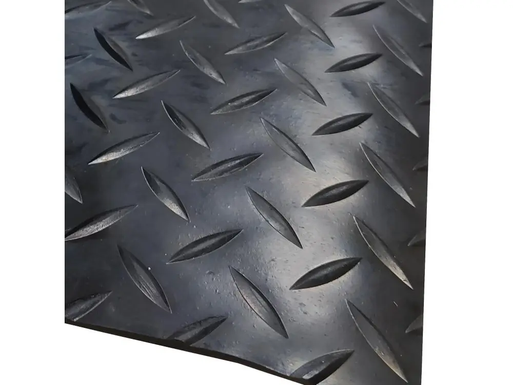 Sol PVC| Composition 100% Caoutchouc| Sol Caoutchouc| Sol Protection| Design Strié Noir| Epaisseur 1MM| Mesure 100X100CM