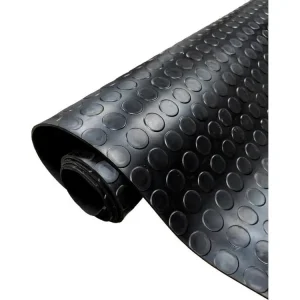 Sol PVC| Composition 100% Caoutchouc| Sol Caoutchouc| Sol Protection| Design Boutons Noir| Epaisseur 3MM| Mesure 100X200CM