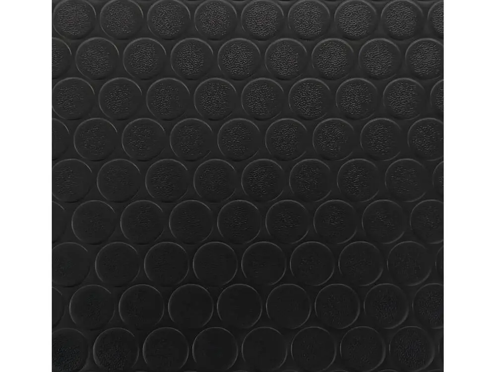 Sol PVC| Composition 100% Caoutchouc| Sol Caoutchouc| Sol Protection| Design Boutons Noir| Epaisseur 1MM| Mesure 140X600CM
