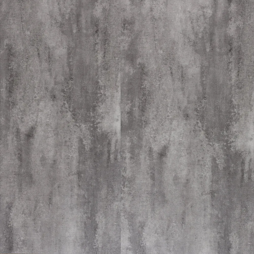 Sol PVC-SPC clipsable imitation carrelage gris moyen béton indus - 940 x 470 × 6 mm sous-couche intégrée (SPC104)