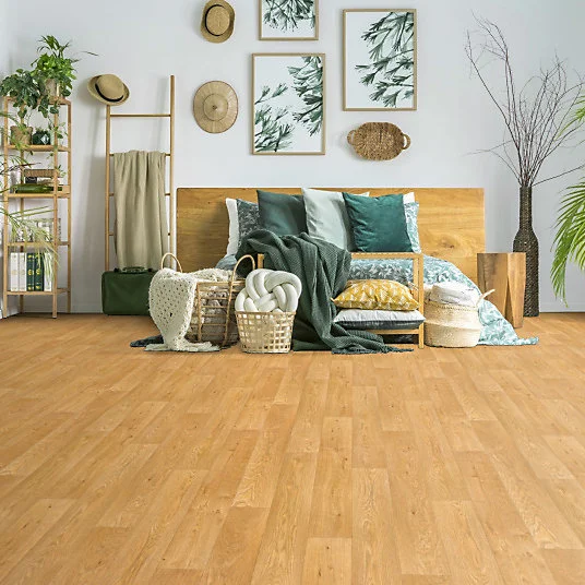 Sol Vinyle First - Effet parquet chêne usuel - Rouleau de 4m x 24m