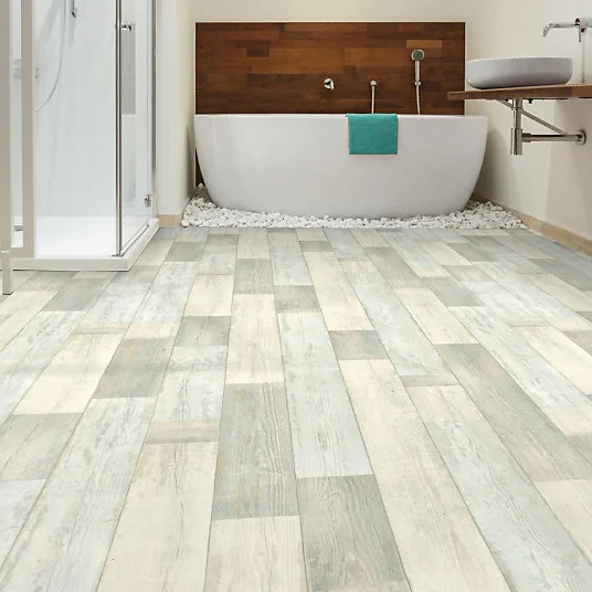 Sol Vinyle First - Imitation parquet classique blanchi - Rouleau de 3m x 3m