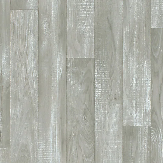 Sol Vinyle First - Imitation parquet gris évident - Effet argenté - Rouleau de 3m x 3m