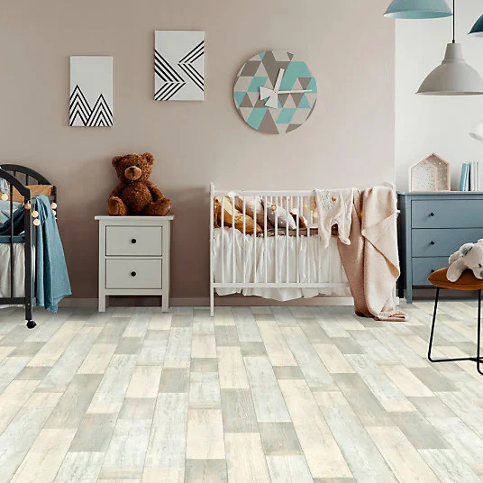 Sol Vinyle First - Imitation parquet nostalgique blanchi - Rouleau de 3m x 16m
