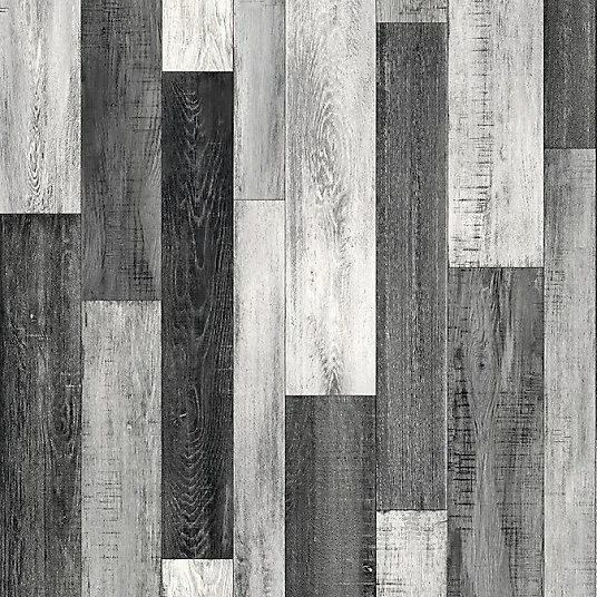 Sol Vinyle Link Plus - Imitation parquet noir et blanc - Surface brillante - Rouleau de 3m x 10m