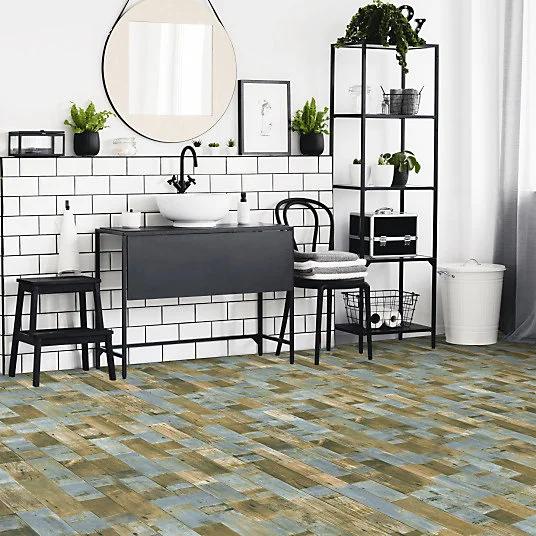 Sol Vinyle Podium - imitation Parquet bleuté - Rouleau de 3m x 9m