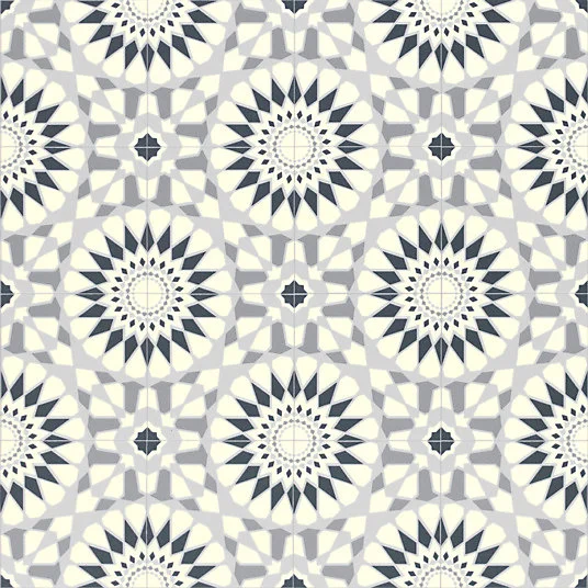 Sol Vinyle Style - Carreaux de ciment motif mosaïque bleu - Rouleau de 3m x 8m