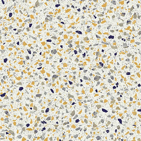 Sol Vinyle Style - Terrazzo granito - Jaune et bleu - Rouleau de 3m x 8m