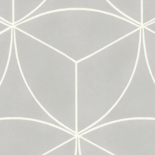 Sol Vinyle Textile économique - Rosace géométrique - Gris - Rouleau de 4m x 24m