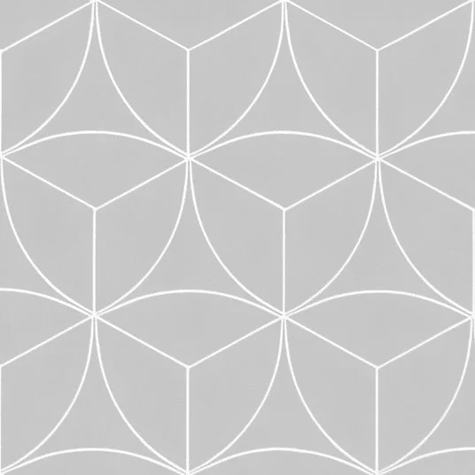 Sol Vinyle Textile économique - Rosace géométrique - Gris - Rouleau de 3m x 4m
