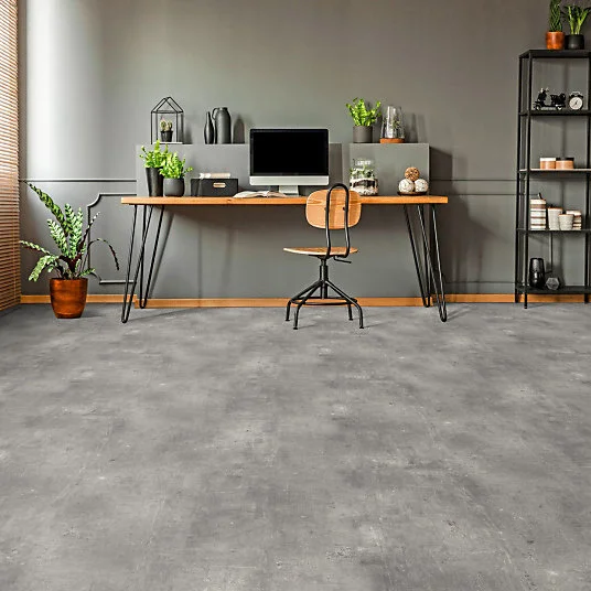 Sol Vinyle Textile - Noir jais Edition - Aspect béton griffé - Gris - Rouleau de 4m x 6m