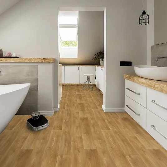 Sol Vinyle Textile - Noir jais Edition - Aspect parquet - Chêne naturel - Rouleau de 4m x 27m