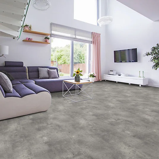 Sol Vinyle Textile - Noir jais Edition - Aspect béton griffé - Gris - Rouleau de 4m x 2m