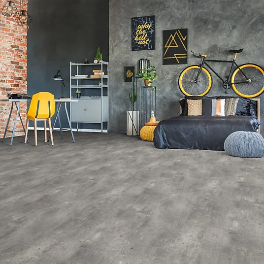 Sol Vinyle Textile - Noir jais Edition - Aspect béton griffé - Gris - Rouleau de 4m x 2m