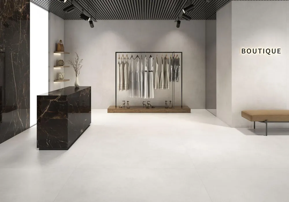 Tuile de céramique porcelaine - Collection KONCEPT disponible en 2 tailles, 3 couleurs et 2 finitions.