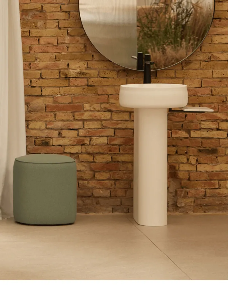 Duna : socle mural blanc pour lavabo Sans COV | Écologique