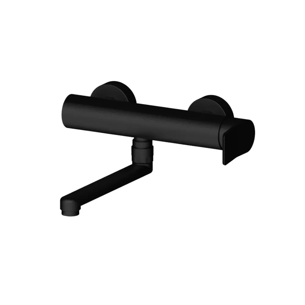 Mitigeur évier mural Paffoni série Tilt - Noir mat Applicateur à Largeur Réglable