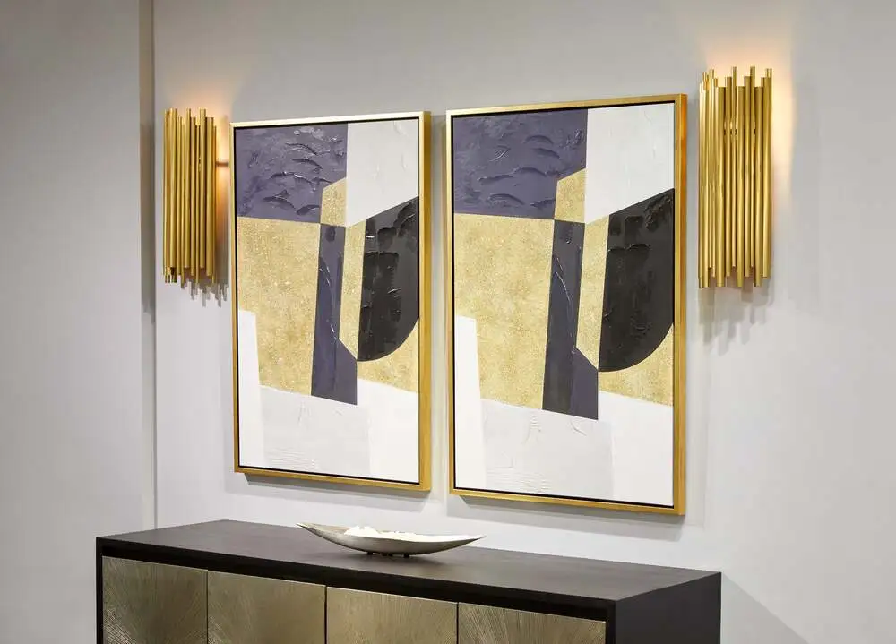 Professionnel Art Mural : Blanc, Noir Et Or