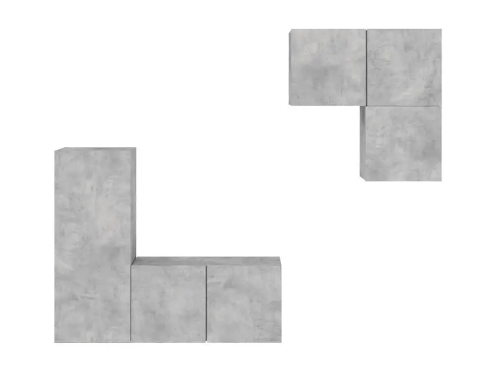 Scie à Guichet Unités murales TV 4 pièces gris béton bois d'ingénierie