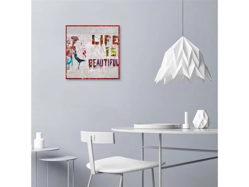 Tableau la vie est belle murale banksy - 60 x 60 cm