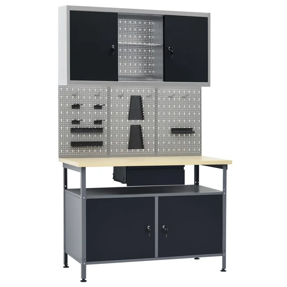 Établi avec 3 panneaux muraux et 1 armoire Pour Usage Intérieur