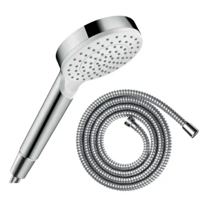 Pommeau de douche HANSGROHE Crometta + Adaptable Metaflex 160 cm chromé pour Salle de Bain Familiale