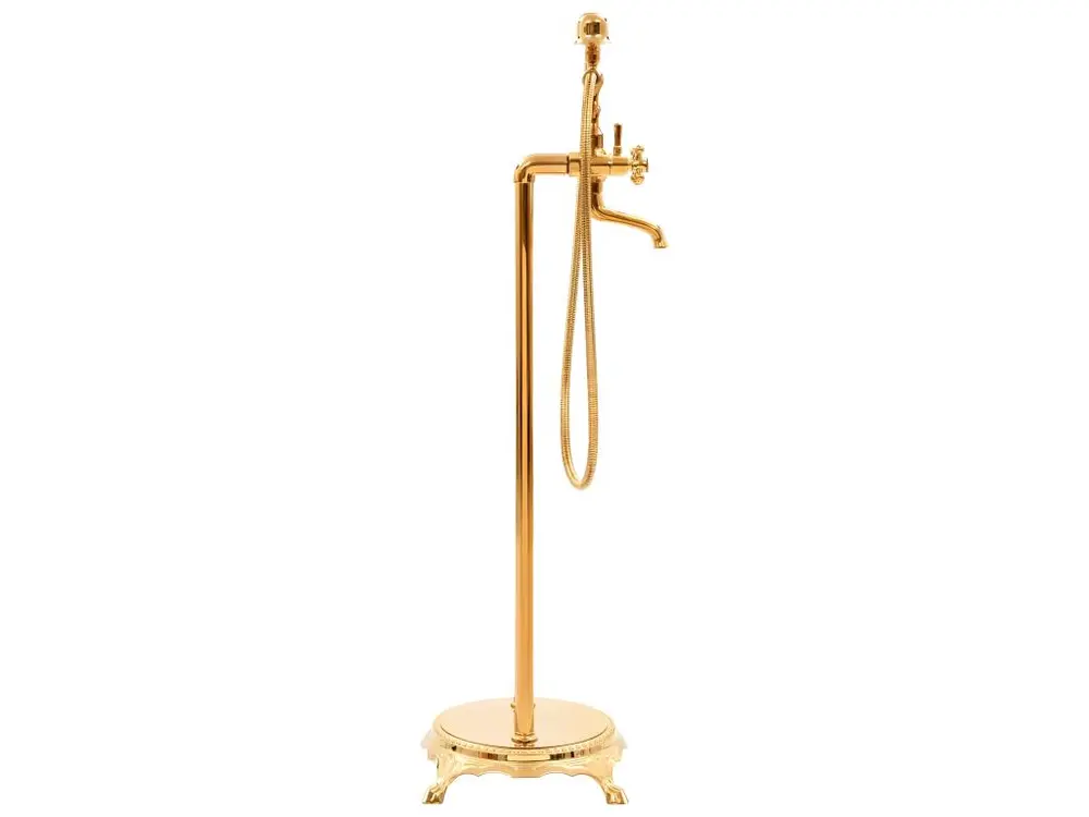 Robinet de baignoire salle de bain sur pied acier inoxydable 99,5 cm doré 02_0003479